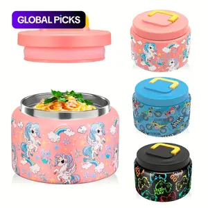 Cute Cartoon 8 oz Lunch Soup Thermos, Leakproof Insulated Lunchbox, 1 Count Insulated Portable Thermal Soup Container and Bento Food Storage Box with Lid for School and Travel Thermal Lunch Boxes (No Spoon Included) #GLOBAL PICKS