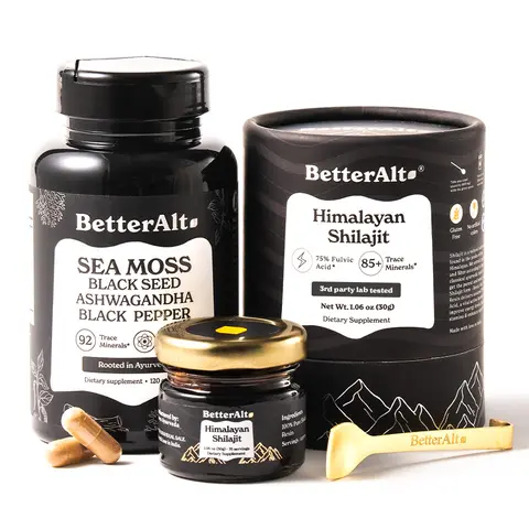 BetterAlt Ultimate Energy Duo | Lab-Tested | Himalayan Shilajit | 75 Servings | Irish Sea Moss | 60 Servings | Helps Improve Energy & Immunity