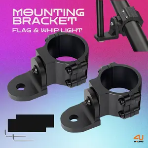 1pc Aluminum Alloy UTV Whip Light & Flag Mount Bracket - 360 °   Rotating Hole, Adjustable for 1.75"-2" Roll Cage, Compatible with All SXS Vehicles