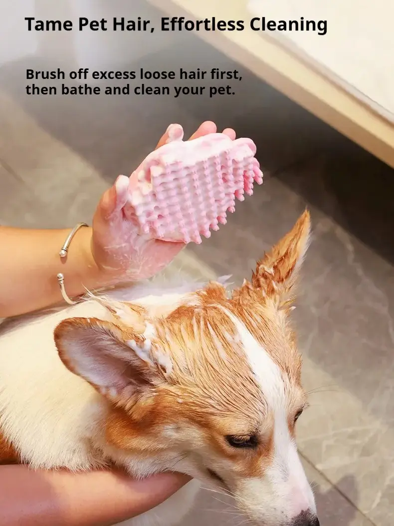 Pet Soothing Massage Rubber Bath Comb Brush for Dogs and Cats