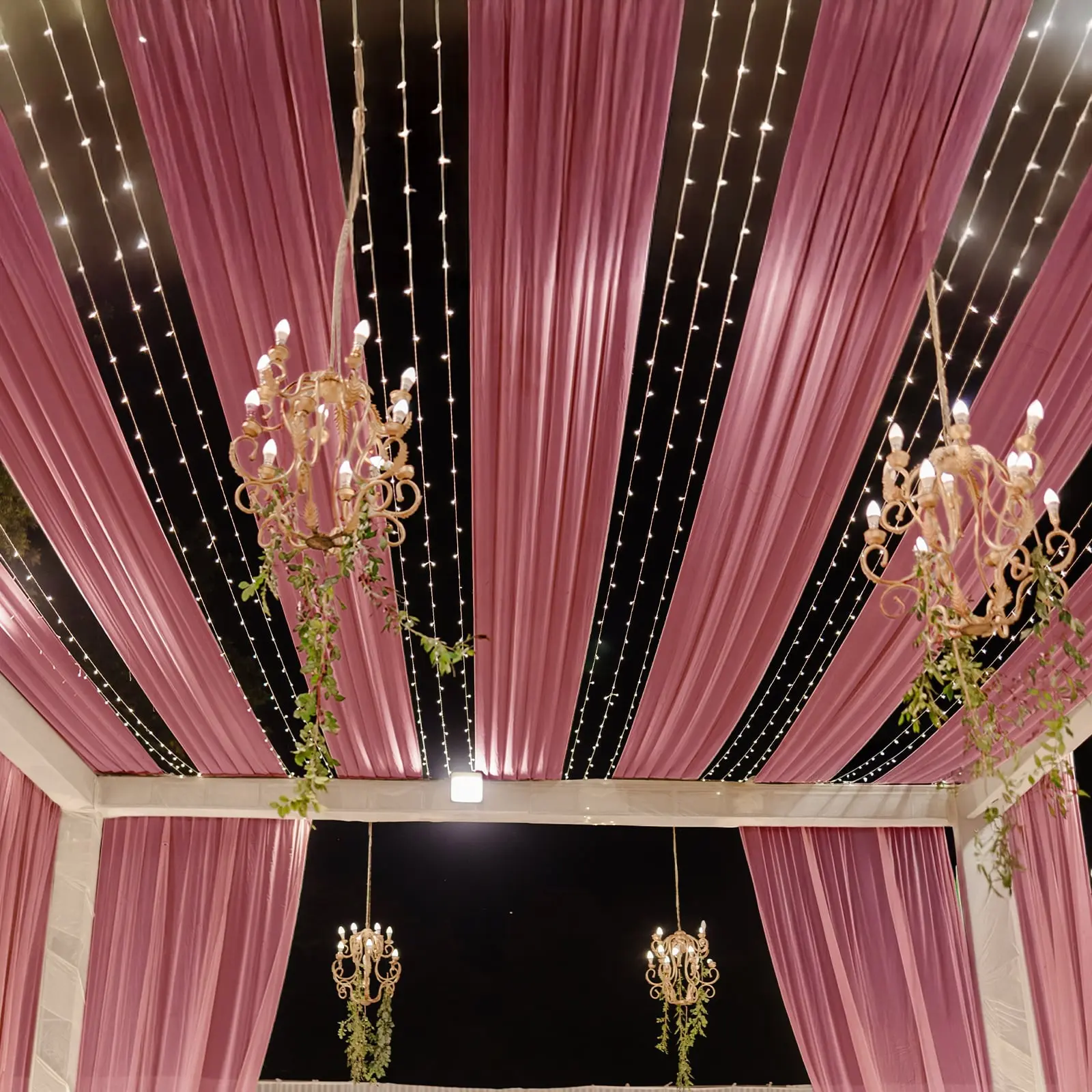 Mauve Cinnamon Rose Sheer Backdrop Drape – 5ftx32ft Wedding Arch & Ceiling Decor Panel, Wrinkle Resistant with Soft Shimmer