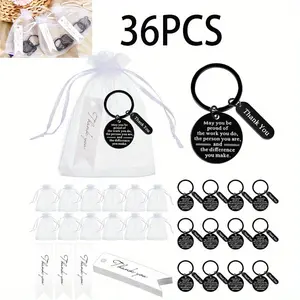 36 Pcs\Ste Employee Appreciation Gifts Bulk for Coworkers Keychains Organza Bags with Cards for Teacher Nurse Staff Gifts