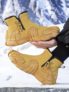 Men's Fashion Comfortable Sports Shoes, Fleece Lined Warm, Wide Toe Durable Outsole, Outdoor Activities & Daily Wear