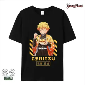 YoungFlame Zenitsu Anime Shirt Demon Slayer Graphic Tee Unisex Menswear Casual Outfits for Men Women Teens Gift Casual Vintage Tropical