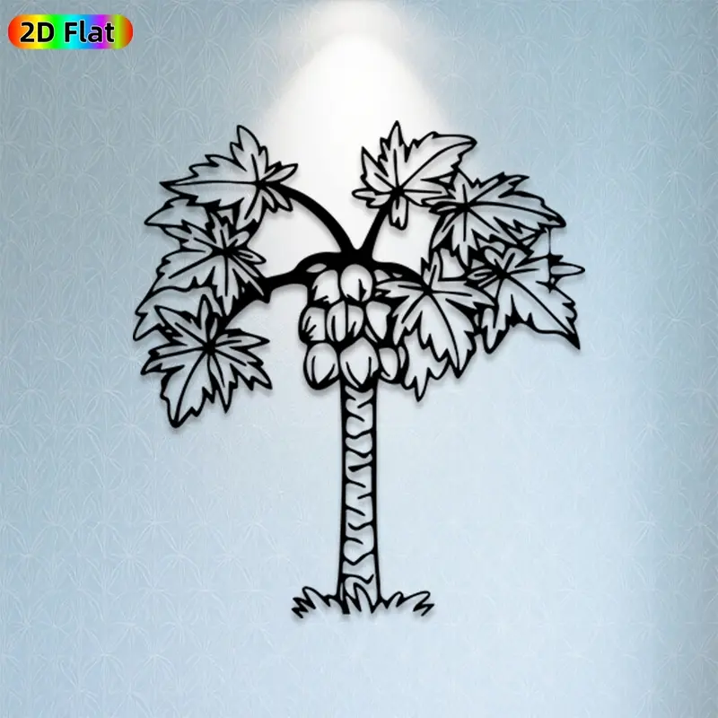 1pc Coconut Tree Metal Wall Art, Tropical Coconut Tree Statue Mural, Ideal Gift for Easter, Christmas, Tropical Decor Enthusiasts, Weather-Resistant Metal Wall Decor Wall Sculptures, Perfect for Patio Wall & Garden Fence, Exotic Outdoor Decor Accent