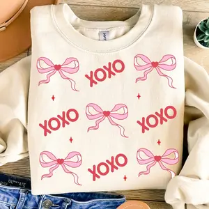 Xoxo Valentine Bow Clipart, Hearts And Coquette Clipart Design, Valentine's Day Shirt Designs, Perfect Valentine's Day Art For DIY Projects