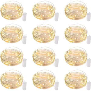 12 Pack LED Fairy Lights Battery Operated String Lights - 7ft 20LED Waterproof Silver Wire Firefly Starry Moon Lights for DIY Crafts Wedding Table Centerpieces Party Ramadan Decorations