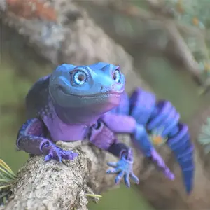 3D Printed Joint-Movable Lizard Figurine, Articulating Animal Figurines, Gradual Colorful Design, Random Realistic Eyes, Full Joint Movement, Adult Desk Decor, Office Gift