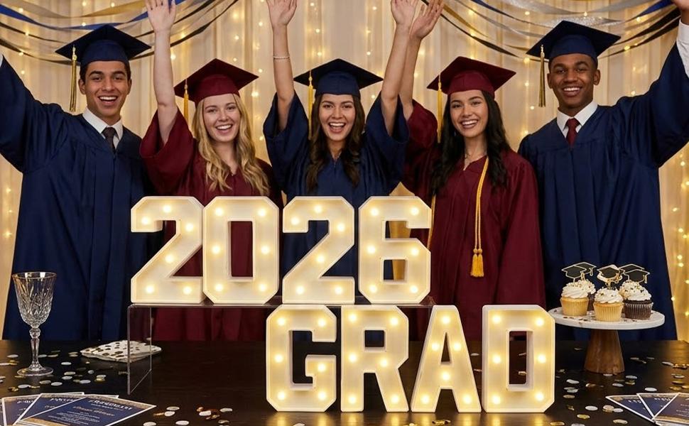 2026 Graduation Decorations - 1FT Marquee Light Up Number For 2026 Graduation Decorations , Suitable For Decoration At Kindergarten, Preschool, High School, And College Graduation Parties