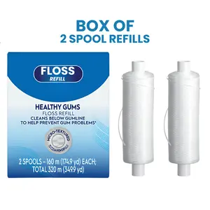 NEW VERSION! 2 Spools Smooth Glide Dental Floss Refills – Unflavored Micro-Textured - Eco-Friendly Floss Refills Gentle