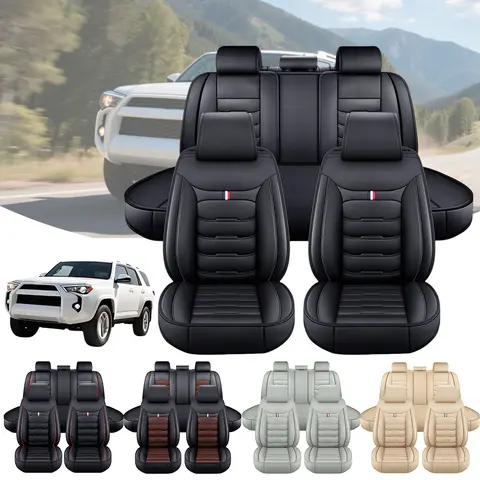 Fits For Toyota 4Runner 2003-2024 Car 5 Seat Covers Full Set PU Leather Front Rear Cushion Protector Pad Mat, 4 Seasons Waterproof Breathable Non-Slip Easy Installation Seat Covers Protector Auto Accessories - For Mother Father Lover Friend Christmas Gift