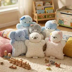 50CM 15 Assorted Styles Kawaii Soft Fluffly Party Healing Little Animal Plush Toy Cartoon Supine Accompany Sleep Pillow Kid Gif