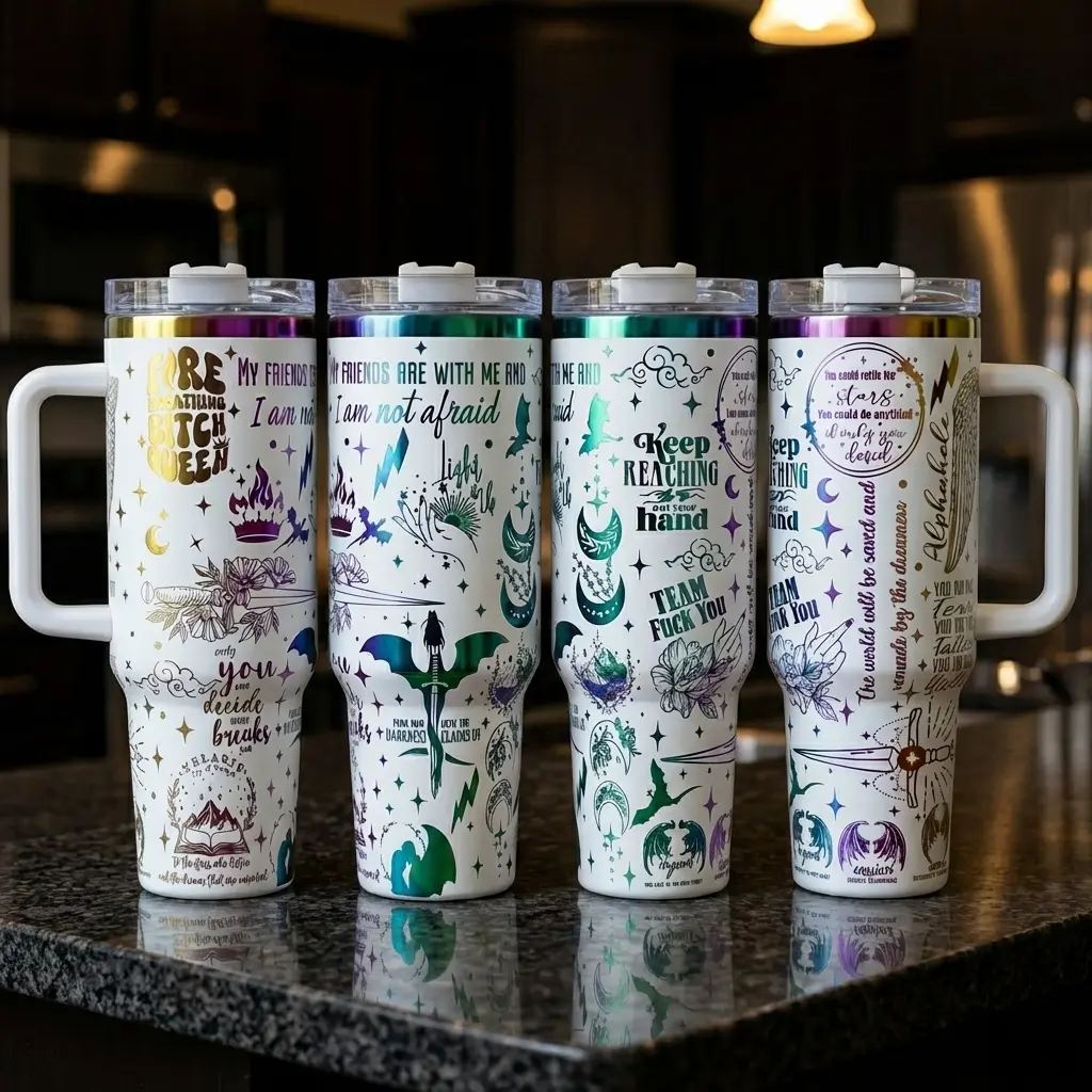 Velaris City of Starlight V7 Tumbler 40oz, Acotar Tumbler, Velaris Bookish Gift, Handle Stainless Steel Tumbler 40oz,