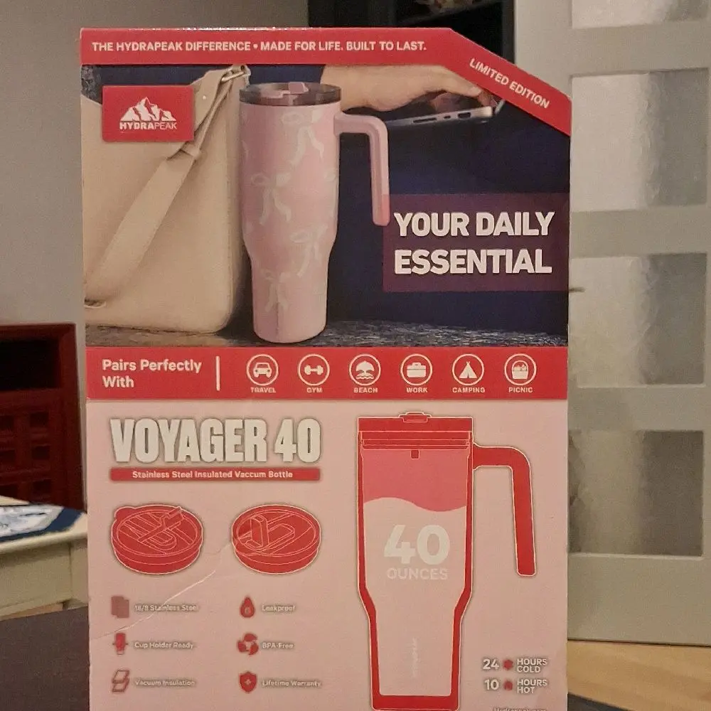 Voyager 40oz Stainless Steel Tumbler, Vacuum Insulated for Hot/Cold Drinks, Leak-Proof Travel Tumbler Drinkware Flasks Mug Portable Bottles Bottled Water Bottles