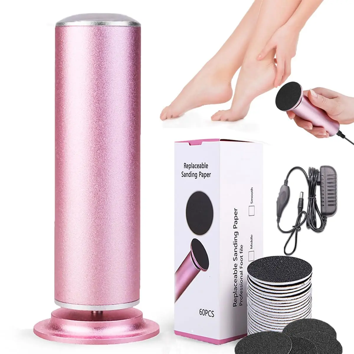Electric Foot Callus Remover,Christmas gift,with 60pcs Sanding Disc,Electric Speed Adjustable Foot File for Dead Skin Cracked Skin Calluses for Men and Women Father's Day Gift Black Manicure Nail Care Nail Drill Machine nail drill Exfoliating Foot Plug