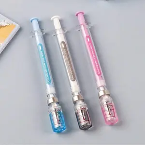 3-Pack Portable 0.5mm Multi-Function Writing Pens, Modern Fun Design, Virus Elimination Syringe Shape Pen, Ideal for Daily Use