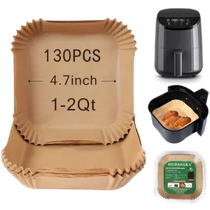 Small Air Fryer Liners Disposable Compatible with COSORI 2.1 Qt Air Fryer, 130 PCS Mini Air Fryer Liners Parchment Paper Baking Sheet for COSORI 2.1 Qt Accessories