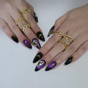 Dark Purple Cat Eye Nails
