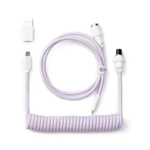 Custom Coiled Aviator , Light Purple, 5-Pin (GX12) Detachable Metal Connector, USB-C to USB-C with USB-A Adapter, Durable Braided  for Mechanical Keyboards,  & Data Transfer