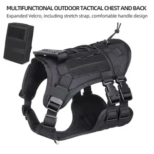 Adjustable drawless dog harness with backpack comfortable service vest for dog Walk and training control (SM L) in three yards