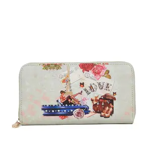 Brangio Italy Vintage Paris Designer Print Zip Wallet