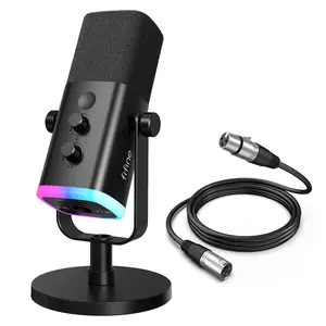FIFINE AM8 Series XLR Microphone for Podcast Recording with XLR Cable, Dynamic Mic with headphone jack, Desktop Mic for PC Gamer, XLR mic for audio interface mixer
