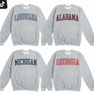 Custom Varsity College Football Sweatshirt - Ash Grey Unisex Game Day Pullover, Personalized Cotton Gift for Men and Women
