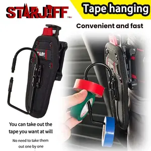 STARJIFF Tape Holder with Belt Clip, Heavy Duty 1680D Oxford Fabric Electrician Tool Holster, Fast Access Tape Dispenser for Work Belt for Carpenter Woodworking Electrician, Tool Organizer