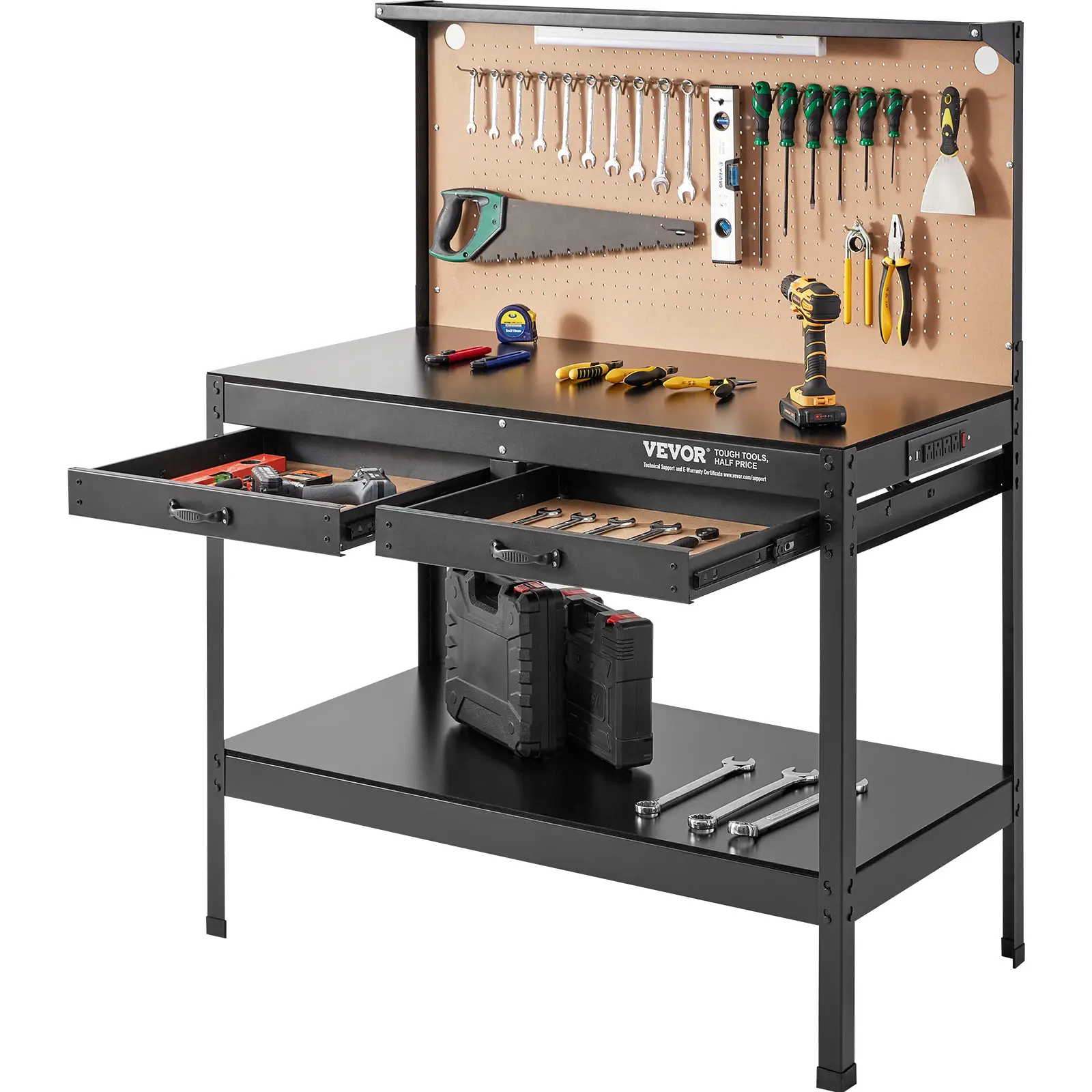 VEVOR Workbench A3 Steel Work Bench For Garage max. 1500W Heavy Duty Workbench 220lbs Weight Capacity 0.47" Bench top Thickness Hardwood Workbench 1.5