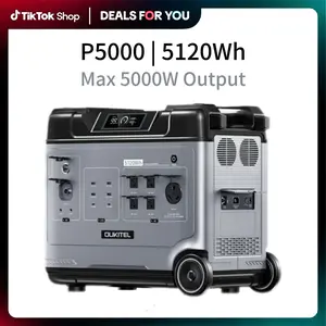 OUKITEL 5120Wh/2200W Solar Generator Portable Power Station, Solar Power Bank with 5x2200W AC Outlets (4000W Surge), 2.8H Full Charge with LiFePO4 Battery, 1000W MPPT, for RV, Car, Outdoor, Camping, Traveling, Fishing, Survival Gear