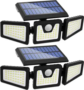 2 Pack LED Motion Sensor Solar Lights Outdoor IP65 Waterproof Security Lamp 3000LM 6500K 270° Adjustable 3 Lighting Modes 50-Hour Solar Powered