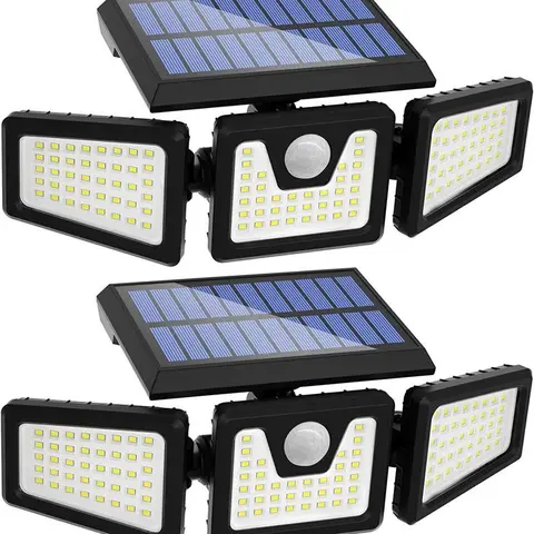 2 Pack LED Motion Sensor Solar Lights Outdoor IP65 Waterproof Security Lamp 3000LM 6500K 270° Adjustable 3 Lighting Modes 50-Hour Solar Powered