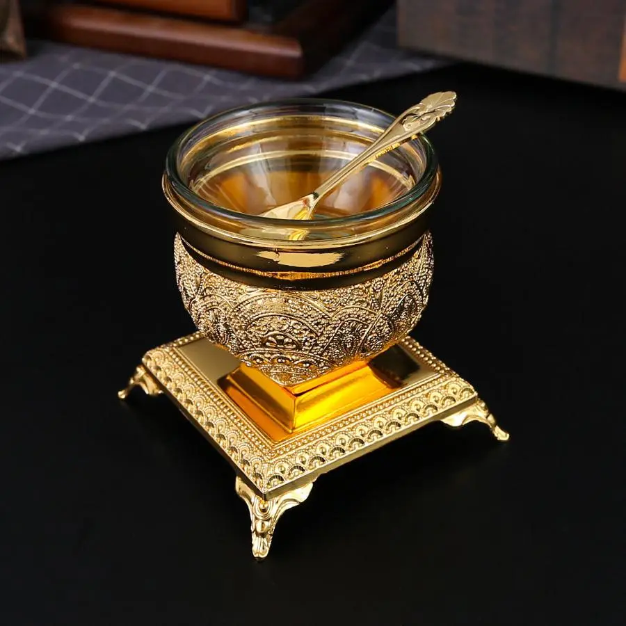 Vintage Metal Scented Incense Burner with Glass Bowl & Metal Spoon, 1 Count Exquisite Incense Burner, Desktop Storage Box for Home Decor, Scent, Fragrance