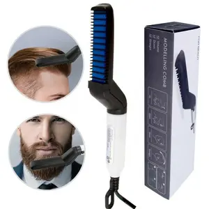Hair Straightener for Men, Professional Multifunctional Curling Brush, Beard Straightener, Fast Heating Electric Styling Tool