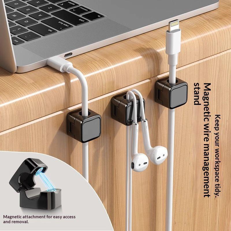 Magnetic Cable Clips, Cable Management Clips, Adhesive Phone Charger Keeper, Wire Holder for Nightstand/Wall/Car, Home Office Desk Accessories Decor Essentials