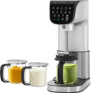 11-in-1 Automatic Ice Cream Maker Machine (Silver) with 3 Family-Sized Pt, Brushless Motor, Dishwasher Safe Parts, 1-Touch Storage, & Included Recipes for Gelato, Sorbet, Milkshakes, Mix-Ins