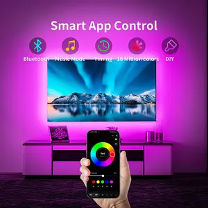 USB Powered TV Backlight Strips with Smart App Remote Control DIY Ambient Lights for Bedroom Living Room Decor LED Light Strips for Party Decoration Christmas Vibes