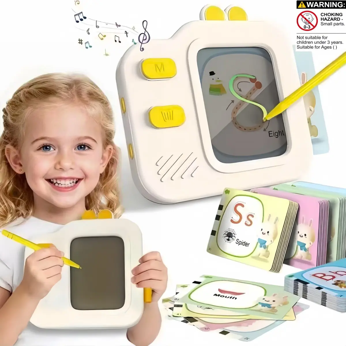 Talking Flash Cards with Writing, Tracing, Drawing & Counting Games, Educational Toys for Toddlers 3-5, Preschool Learning Activities, Preschool Learning Tool, Word Cards, Vocabulary Flashcards Set, Visual Stimulation Cards