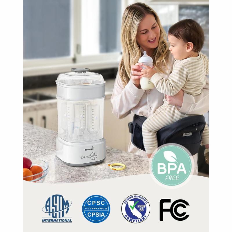Grownsy Bottle Sterilizer and Dryer, Electric Steam Sterilizer for all Bottles, Nipples and Pump Parts, BPA Free Compact,Bottle Washer