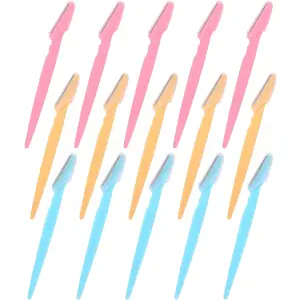 15-Pack Exfoliating Dermaplaning and Eyebrow Razor Tool for Men and Women - Multicolor Makeup Set Stainless Steel Storage Cosmetic Hair Removal