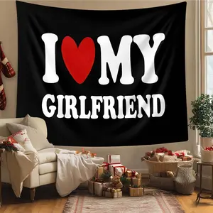 1pc Polyester I Love My Girlfriend Tapestry Valentines Gift Bedroom Living Room Decor Wall Hanging Art Girlfriend Appreciation Romantic Wall Art Loving Relationship Present Interior Decoration Tapestry