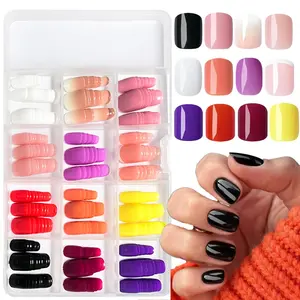 288Pcs Round Square Press on Nails Short Fake Nails, Extra Short Nails Press ons Nail Square Nails Artficial Fingernails False Nail, Natural Fit Lightweight Fake Nails Natural for Nail Art French Tips Press on Nail for Women Girls