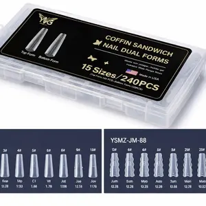 YVG Butterfly Coffin Dual Sandwich Ford Nails Extension 15 Sizes 240PCS YSMZ-JM-88 Top Form Bottom Form