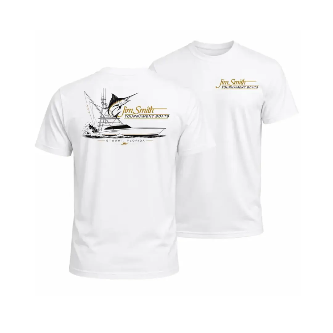 Jim Smith Tournament Boats T-Shirt – Stuart Florida Marlin Sportfishing Graphic Tee, Front & Back Print, Angler Gift