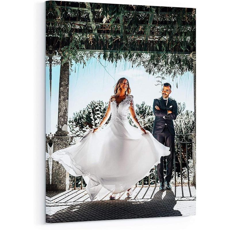 Personalized Custom Canvas Prints 12X16 Wedding Photo On Canvas Framed Artistic Wood Artwork For Home Decor Gifts High-Quality UV-Protected Inks Ready To Hang - Decoration