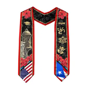 Puerto Rico American Flag Graduation Sash 2026 for Puerto Rican Graduates V Shape National Country Flag Stole Class of 2026