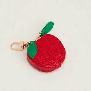 1pc Adorable Portable Apple Coin Purse Stylish Women's Key Organizer with Removable Golden Ring Charm Perfect for Daily Use Fun Christmas Gift Accessory Small Compact Design
