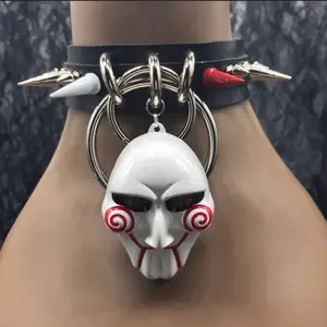 Horror saw jigsaw goth gothic black spooky collection themed choker necklace Halloween necklace collar