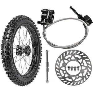 Off-Road 70/100-17 Front Tire and Inner Tube with 1.6x17 Rim, 15mm Axle, 210mm Brake Rotor & Brake Master Cylinder for Dirt Pit Bike 125cc 140cc 150cc 160cc Taotao Apollo YX85 KX85
