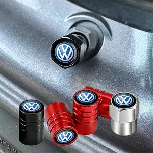 4Pcs Aluminum Alloy Car Wheel Valve Cover Tire Valves Dust Cap For VW Atlas Jetta Touareg Variant Golf Polo GTI Taos Nivus Passat Tiguan Arteon Taigo Caddy Sharan Beetle CC Amarok Transporter Caravelle Crafter Touran Scirocco Virtus